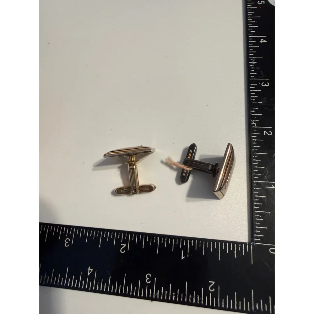 Vintage Gold Tone Starburst Rhinestone Rectangular Cufflinks Mid Century Modern